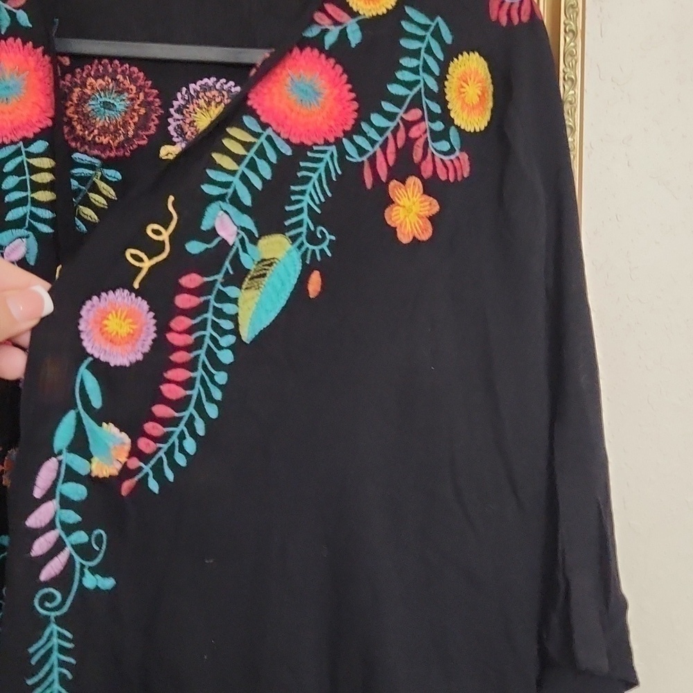 Umgee S/M Kimono Floral Embroidered Duster cardigan Boho lagenlook - Picture 4 of 10
